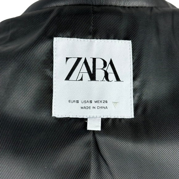 Zara Faux Leather Oversized Blazer Jacket Black Bloggers Favorite Career Small - Picture 13 of 16